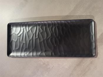 Tria 6 Adet Porelin Rölyefli Seri Dikdörtgen Servis Tabağı 40*16 cm Siyah