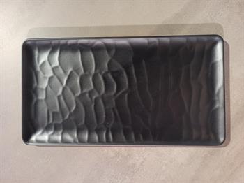 Tria 6 Adet Porelin Rölyefli Seri Dikdörtgen Servis Tabağı 26*16 cm Siyah