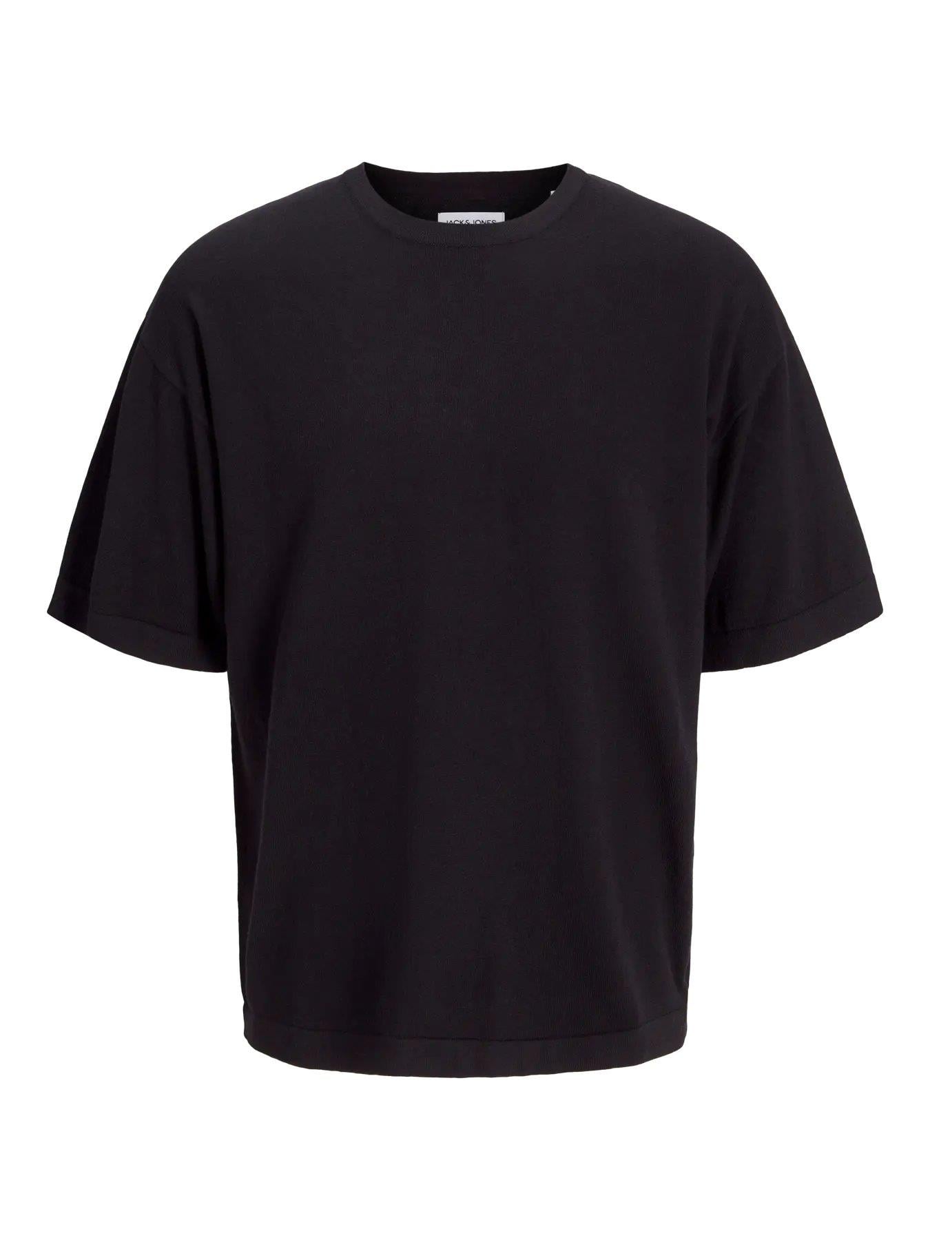 JACK & JONES JJEEMIL KNIT TEE SS LN Black 12268182-BL
