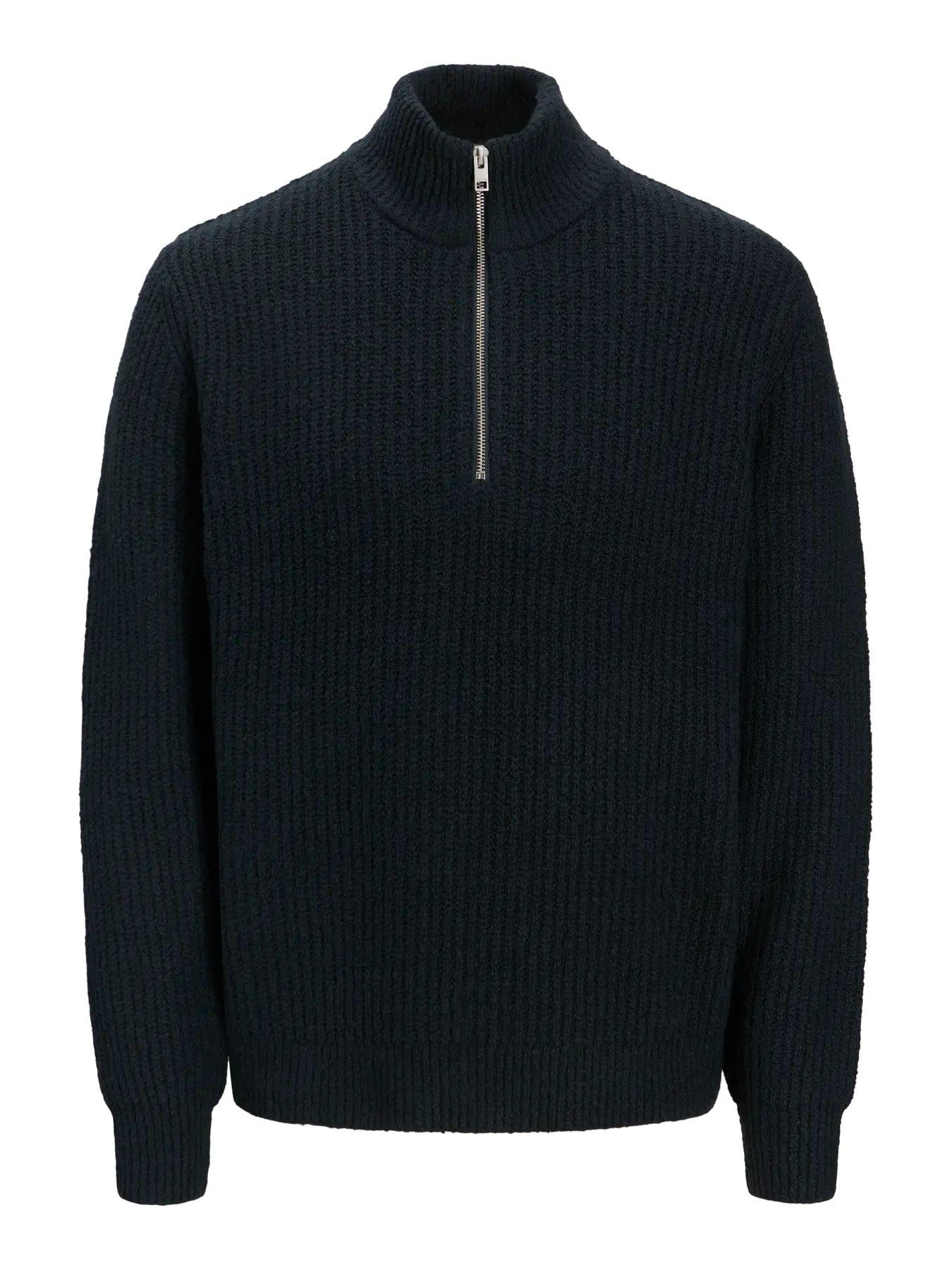 JACK & JONES JPRWINTER KNIT HALF ZIP STYD AW24 FERMUARLI DİK YAKA KAZAK KOYU YEŞİL 12277992-FO