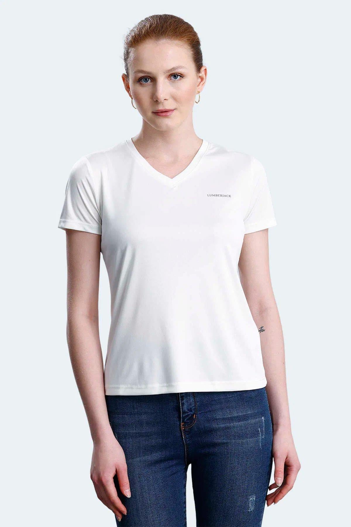LUMBERJACK 5M, WB PES V NECK 11CT127 5FX, EKRU, TİŞÖRT 101931761