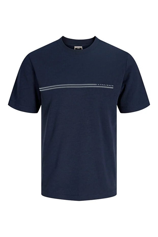 JACK & JONES JCOFUSION CHEST BRAND TEE SS CREW NOOS Outer Space 12289936-OU