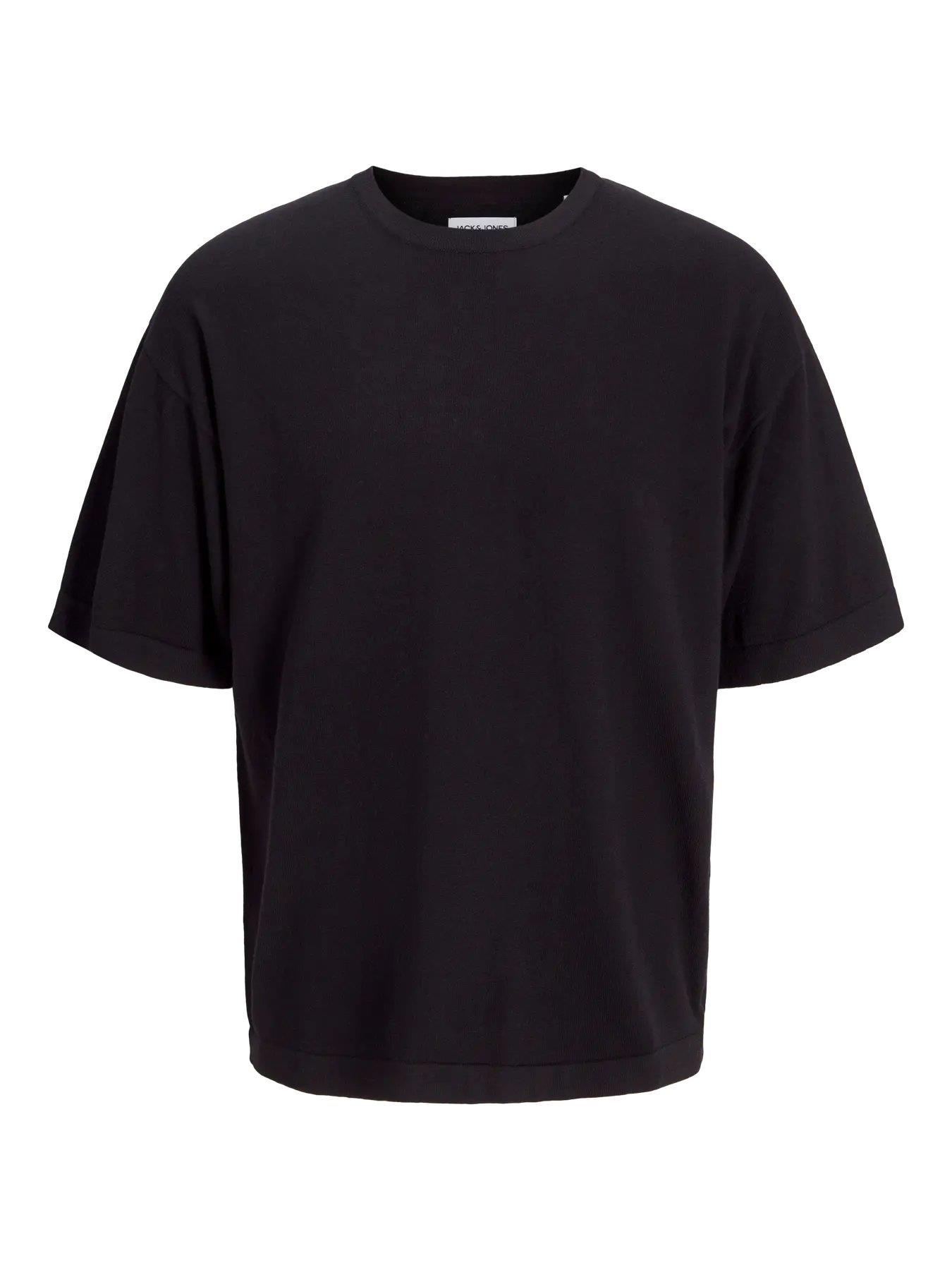 JACK & JONES JJEEMIL KNIT TEE SS LN Black 12268182-BL