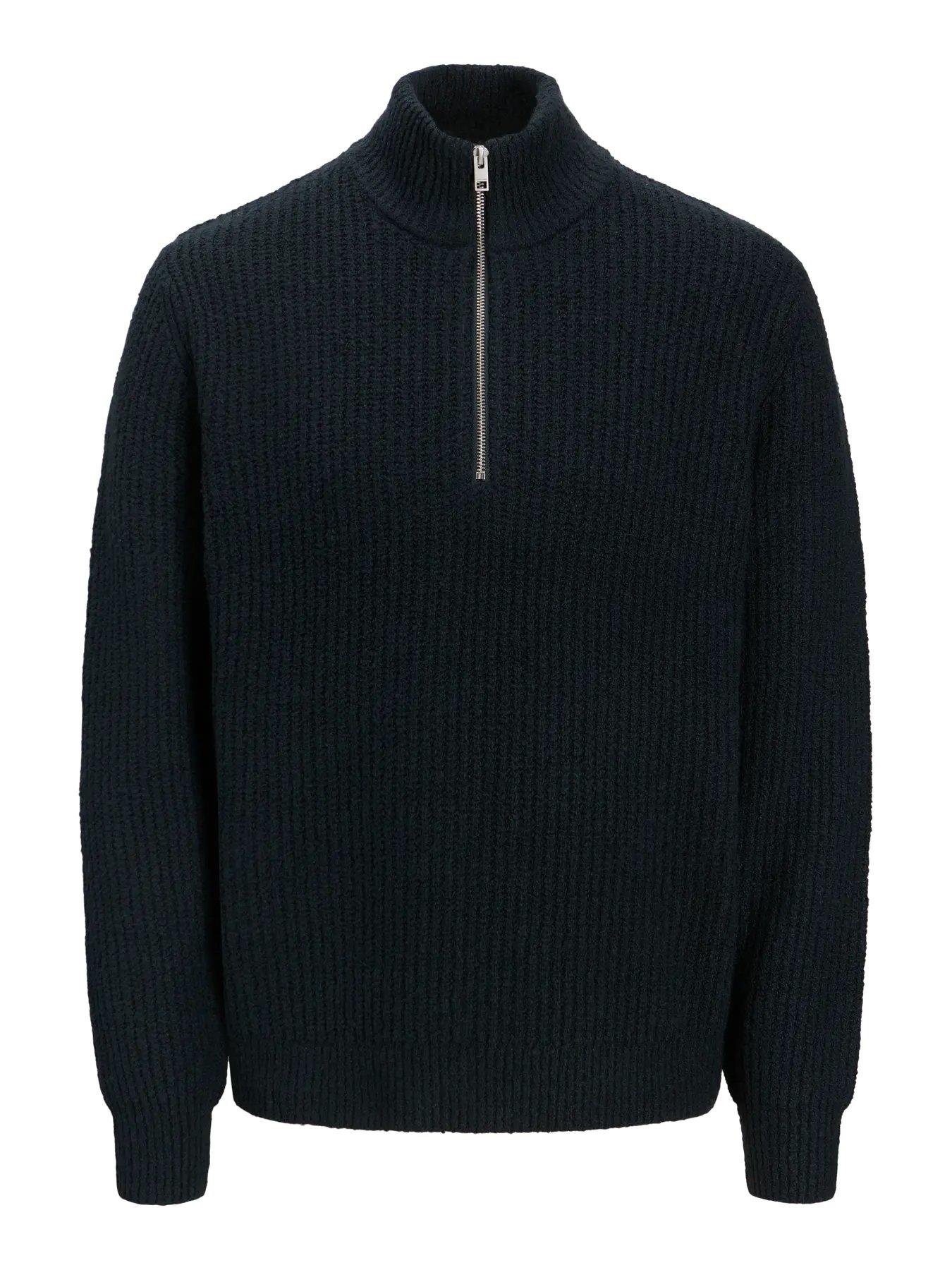 JACK & JONES JPRWINTER KNIT HALF ZIP STYD AW24 FERMUARLI DİK YAKA KAZAK KOYU YEŞİL 12277992-FO