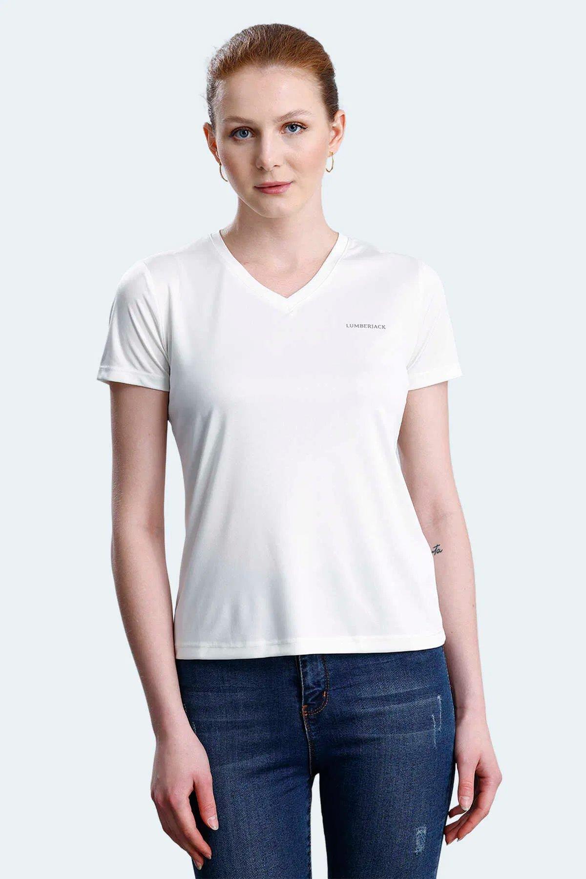 LUMBERJACK 5M, WB PES V NECK 11CT127 5FX, EKRU, TİŞÖRT 101931761