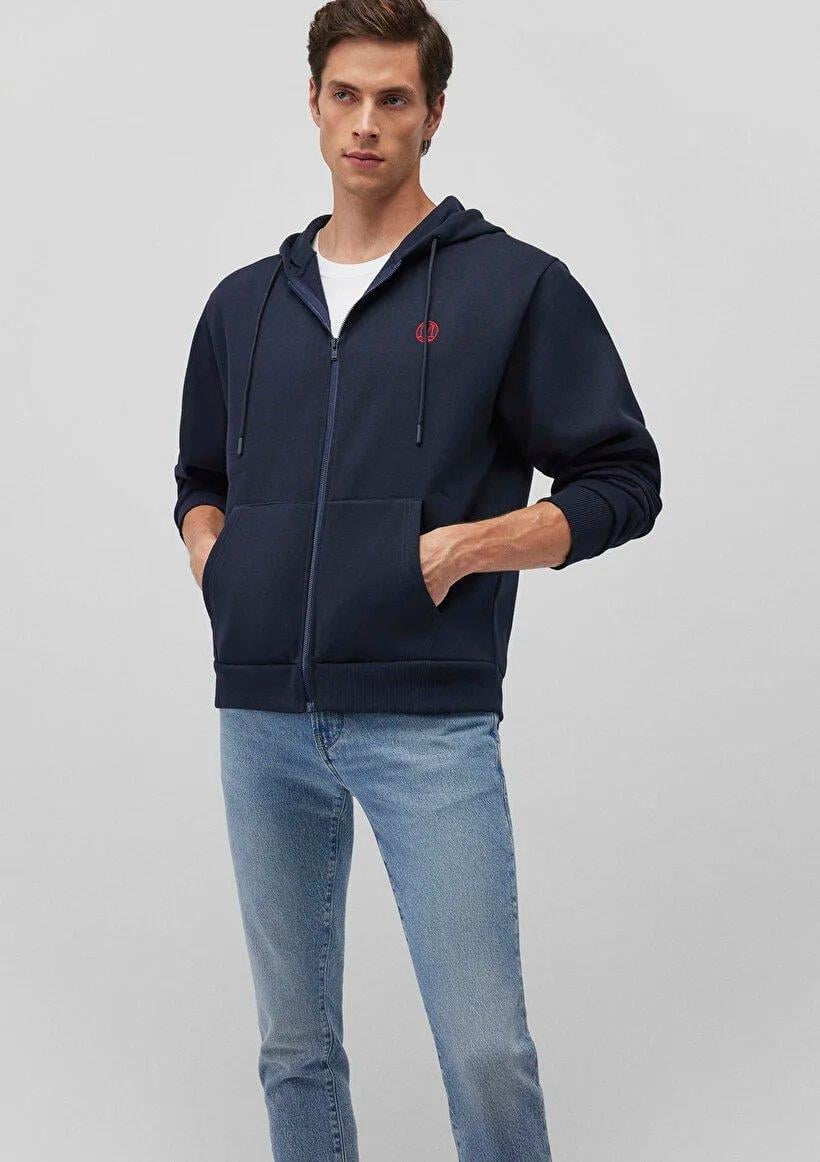 MAVİ FERMUARLI SWEATSHIRT Gece Lacivert M066979-70490