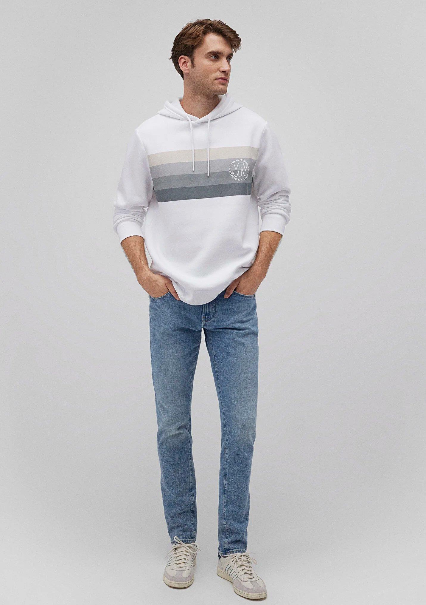 MAVİ KAPÜŞONLU SWEATSHIRT Beyaz M0610307-620
