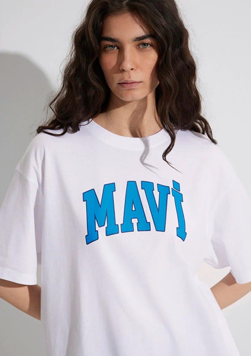 MAVİ MAVİ BASKILI TİŞÖRT Süt beyaz, ONE SIZE M1600843-70000