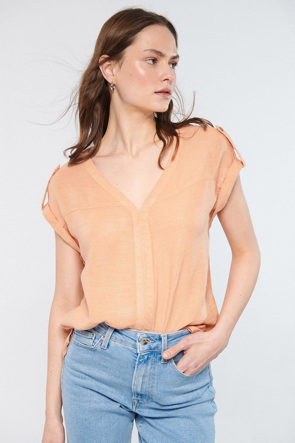 MAVİ V YAKA BLUZ Coral Sands M122504-71136