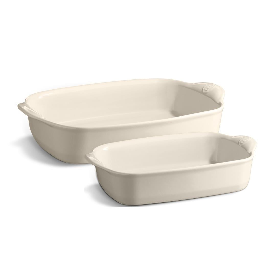 Emile Henry Fırın Kabı Dikdörtgen 2 Li Ekru/ClaySeramik Fırın Kapları