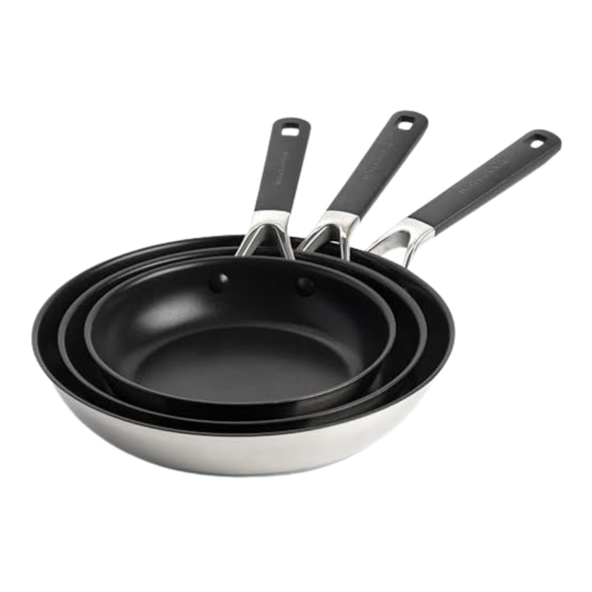 KitchenAid Paslanmaz Çelik Kızartma Tavası Seti, Seramik Kaplama 20 cm + 24 cm + 28 cmTavalar