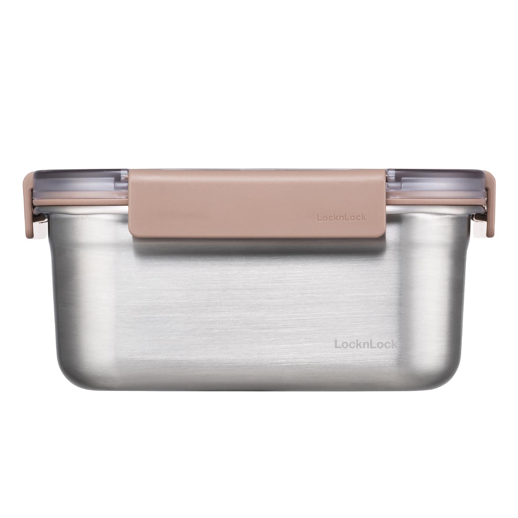LocknLock Paslanmaz Çelik Fırın & Saklama Kabı Dörtgen Kilitli 1.5 Lt - Kahverengi