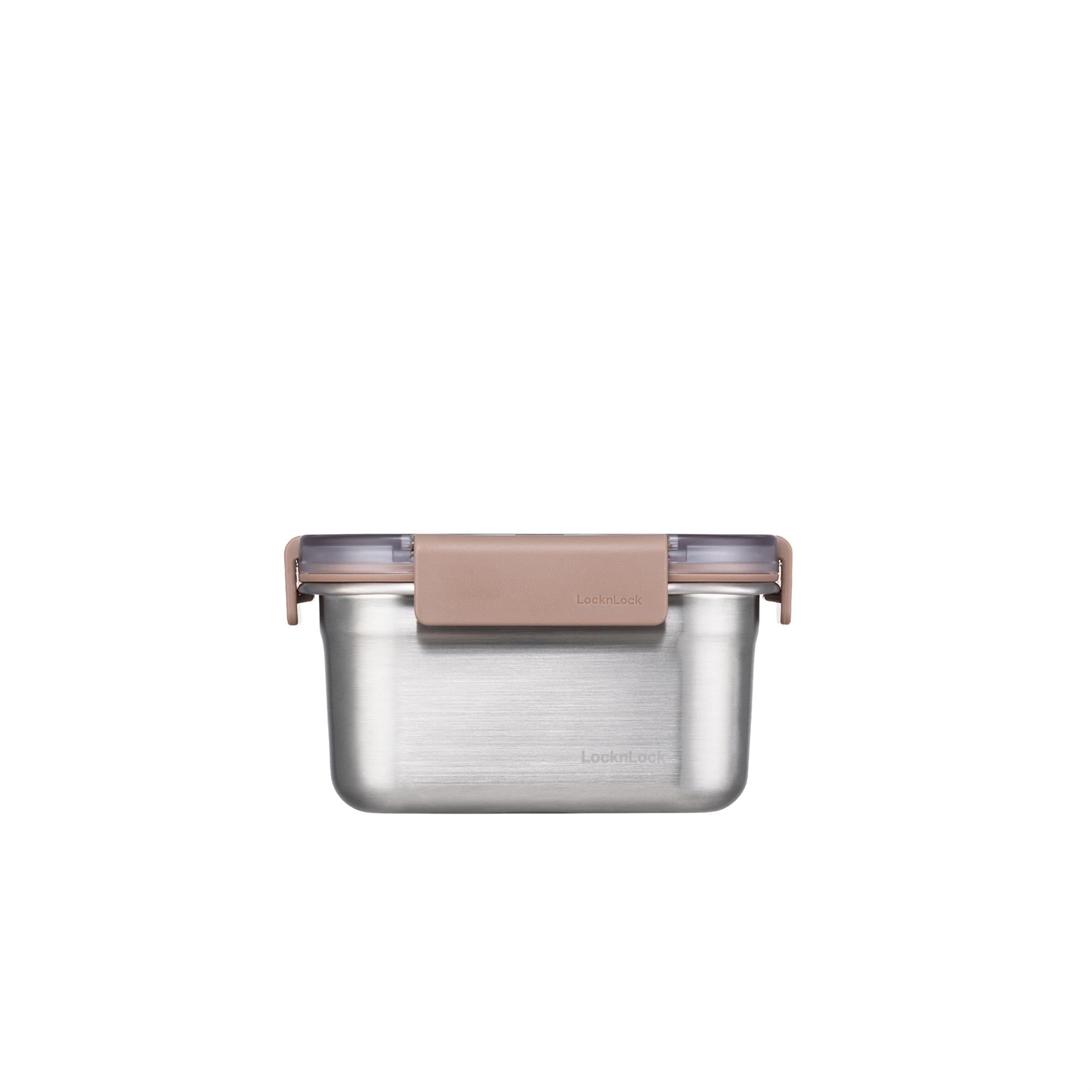 LocknLock Paslanmaz Çelik Fırın & Saklama Kabı Dörtgen Kilitli 520 ml - Kahverengi