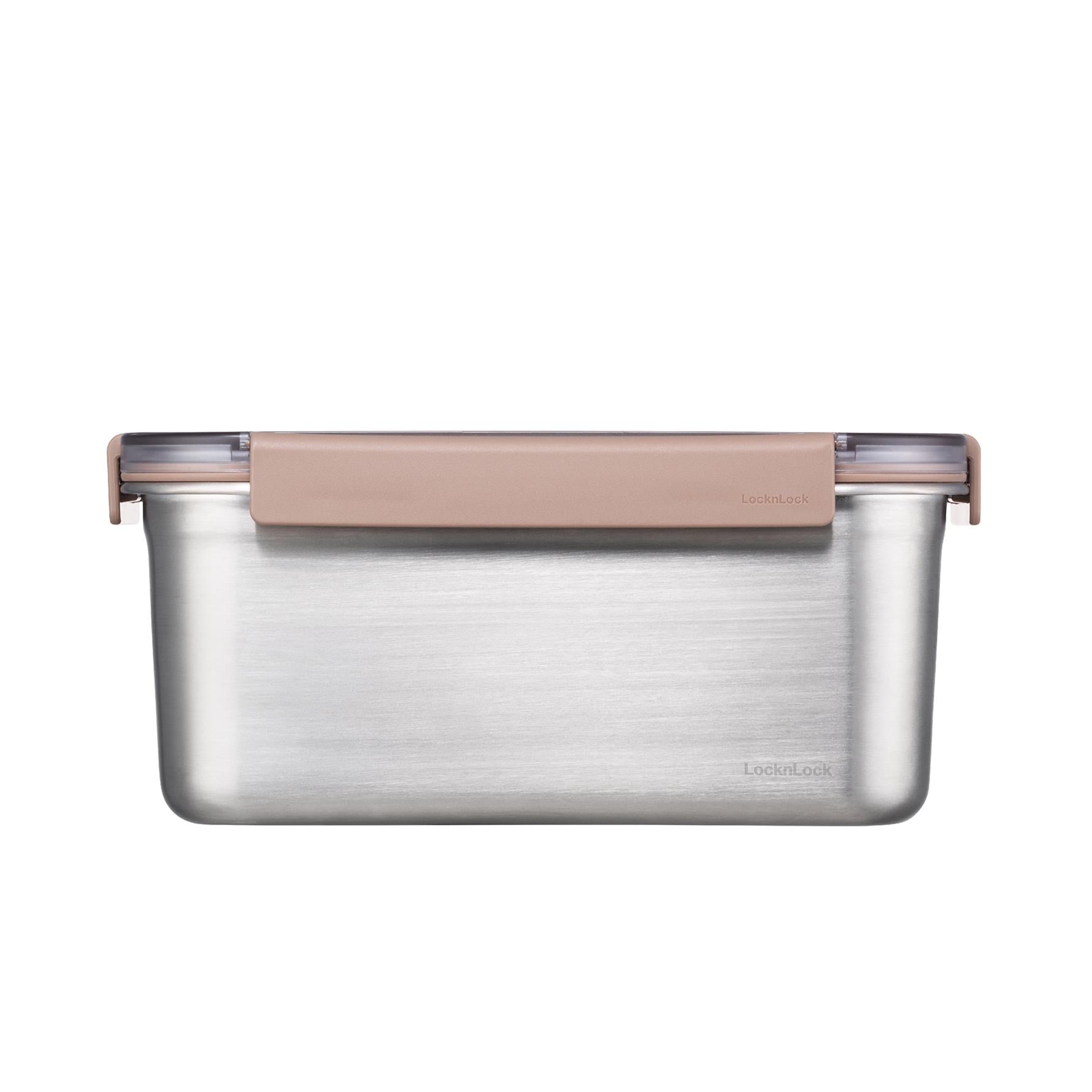 LocknLock Paslanmaz Çelik Fırın & Saklama Kabı Dörtgen Kilitli 2.8 Lt - Kahverengi