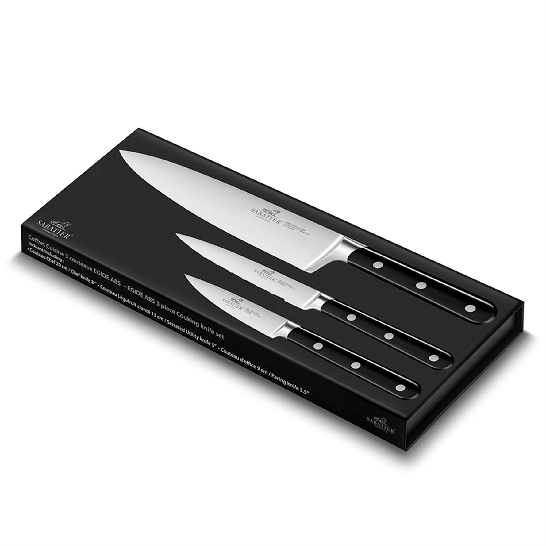 Sabatier Egide Hediye Kutusu - Soyma 9cm + Çok Amaçlı 13cm + Şef Bıçağı 20cm 