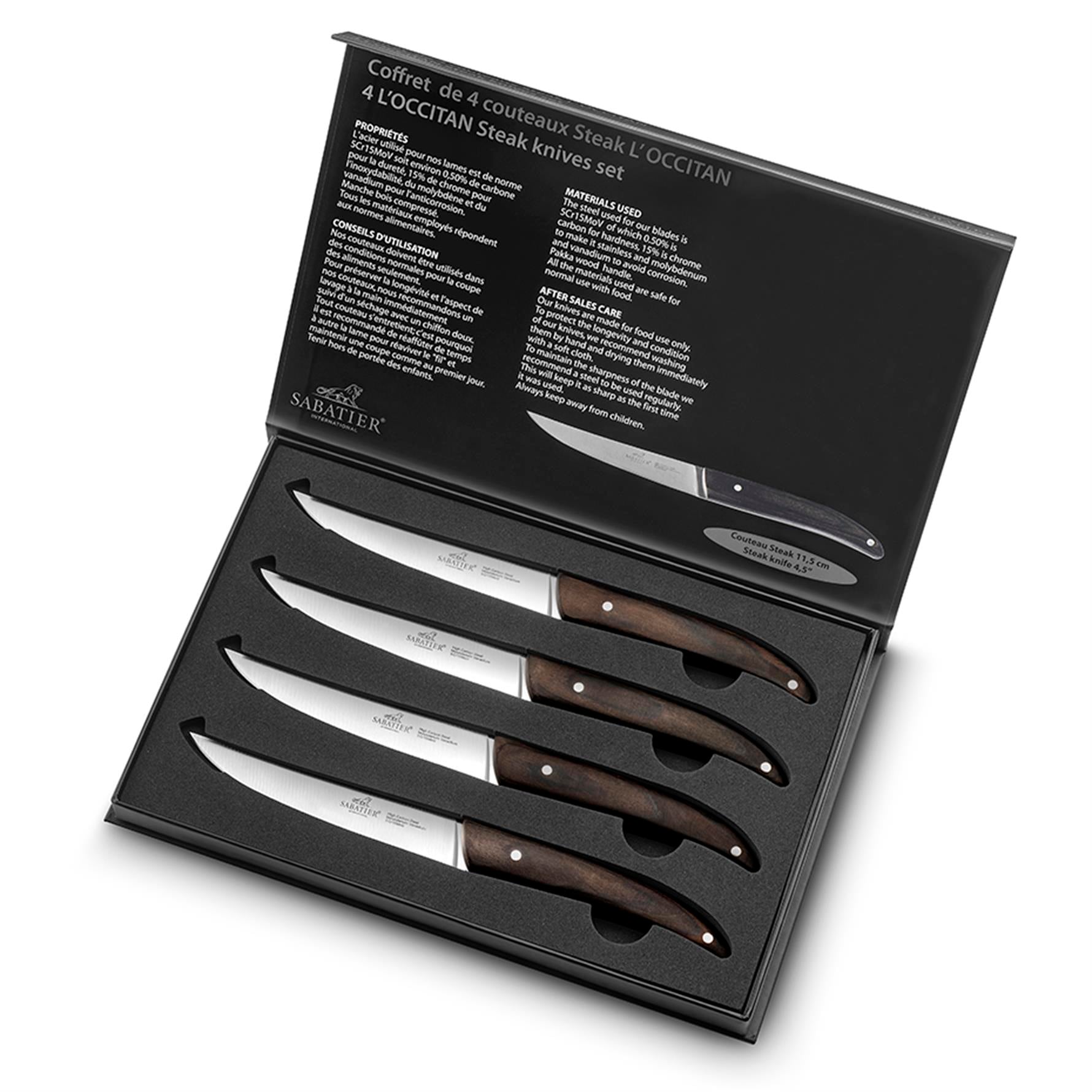 Sabatier L'Occitan 11,5 CM 4 Parça Bois Steak Bıçağı Hediye Kutusu
