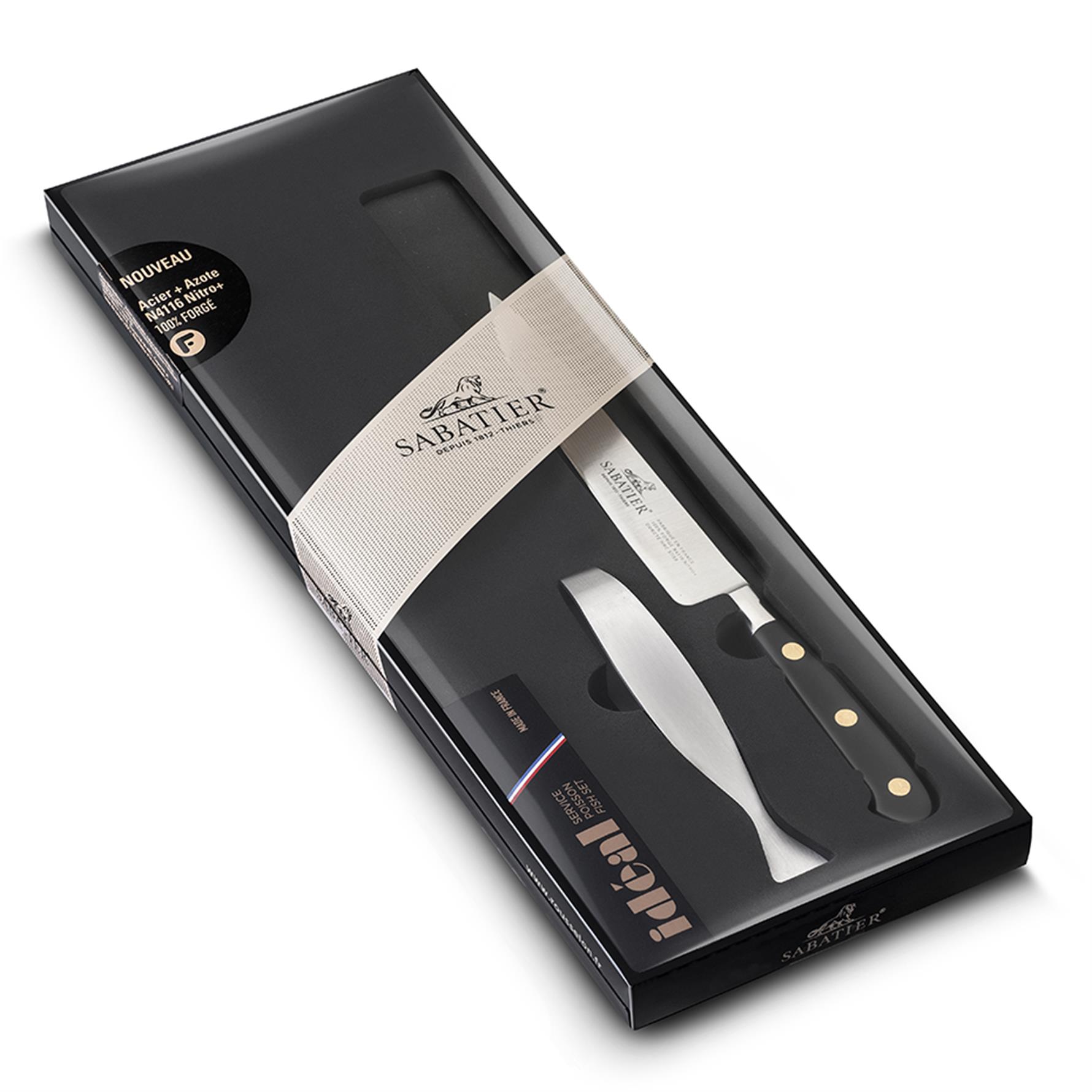 Sabatier Poisson Hediye Seti-Rivets Laiton Ideal 15 cm Fileto Bıçağı ve Balık Cımbızı