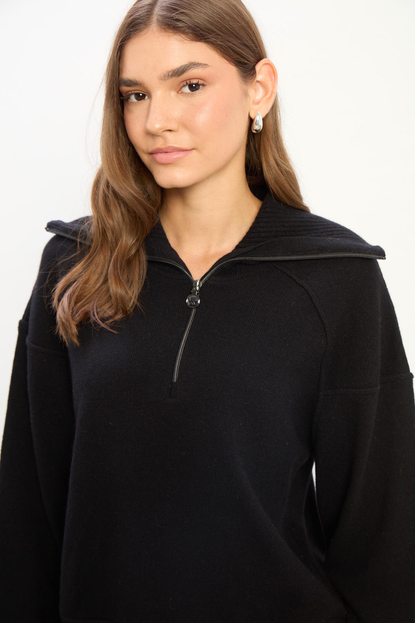 Aria Fermuarlı Yaka Eşofman Takımı-Siyah