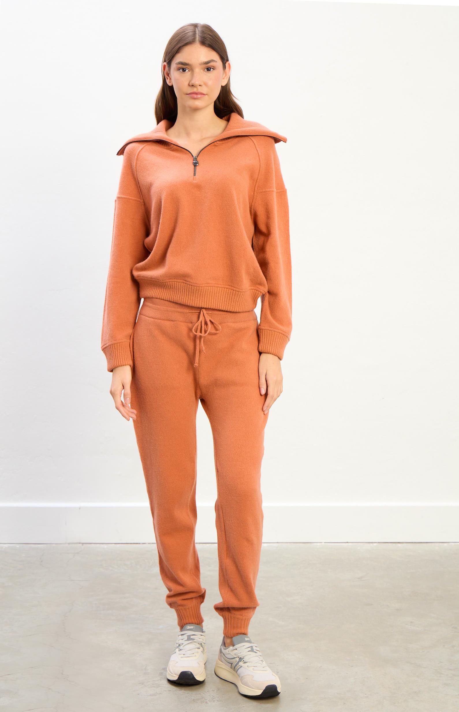 Aria Fermuarlı Yaka Eşofman Takımı-Turuncu