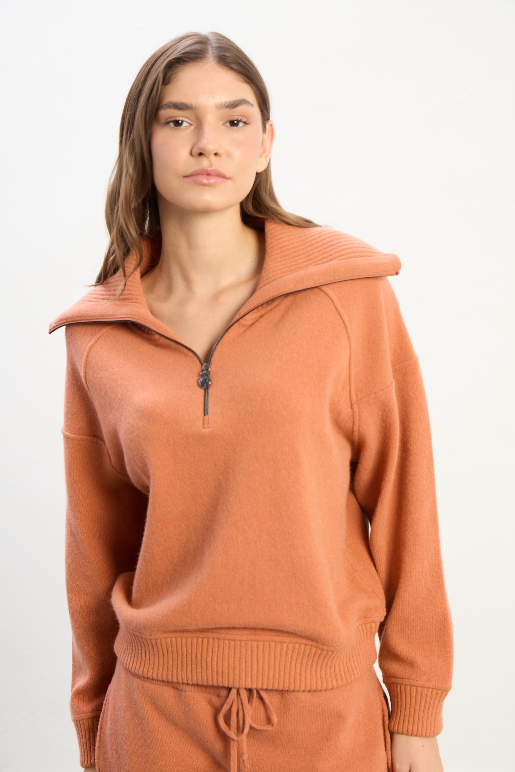 Aria Fermuarlı Yaka Eşofman Takımı-Turuncu