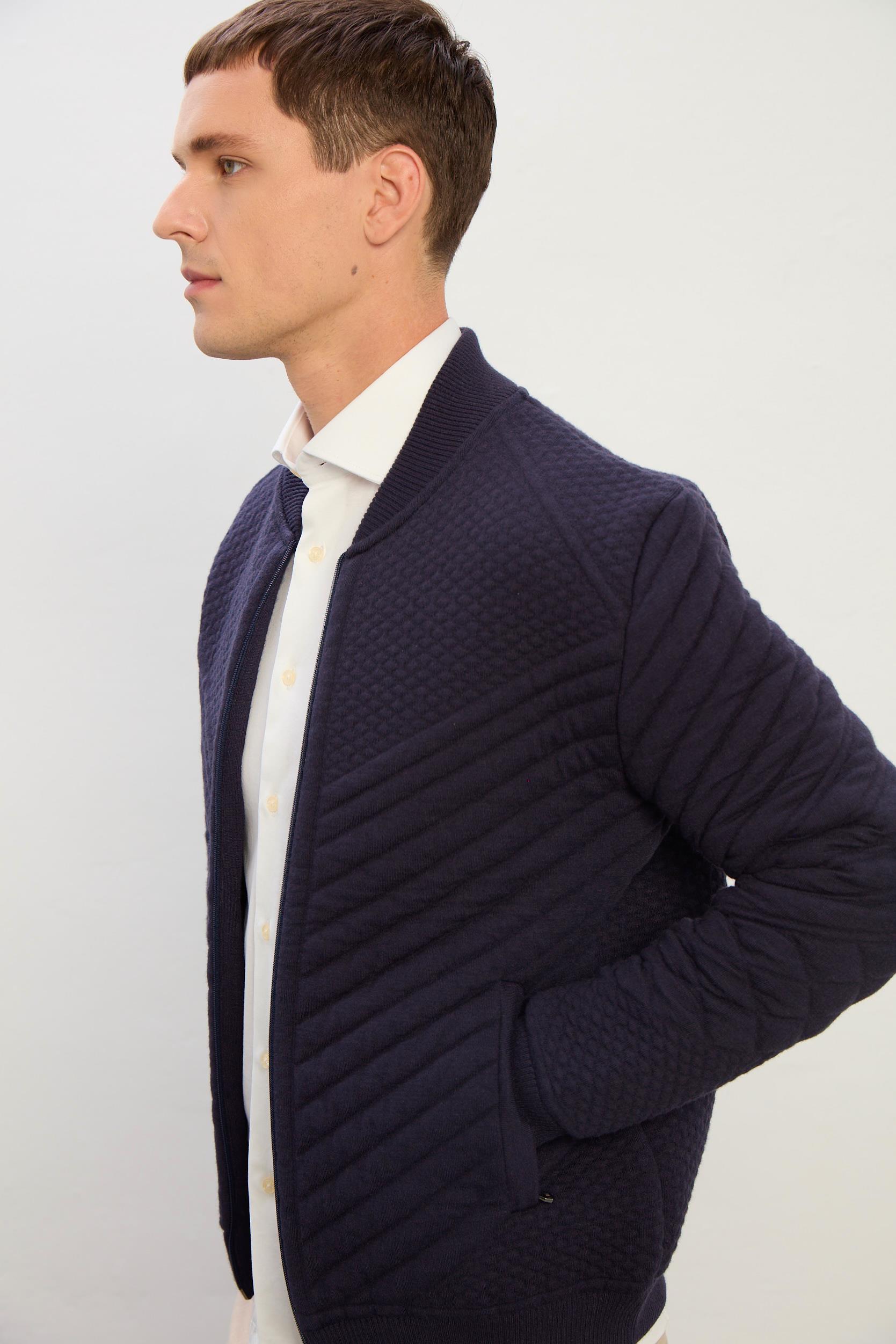 Aurora Dik Yaka Fermuarlı Erkek Hırka-Lacivert