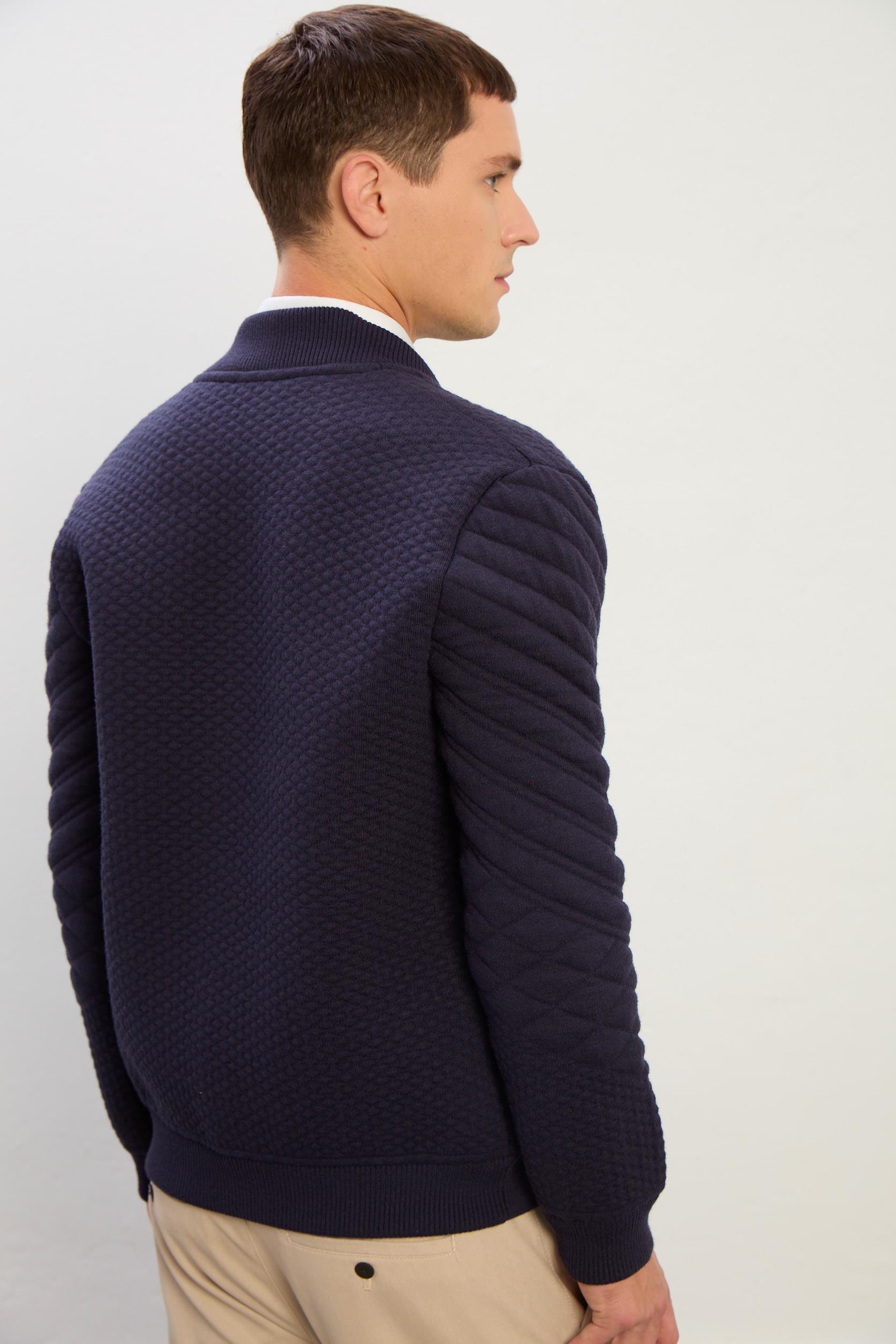 Aurora Dik Yaka Fermuarlı Erkek Hırka-Lacivert