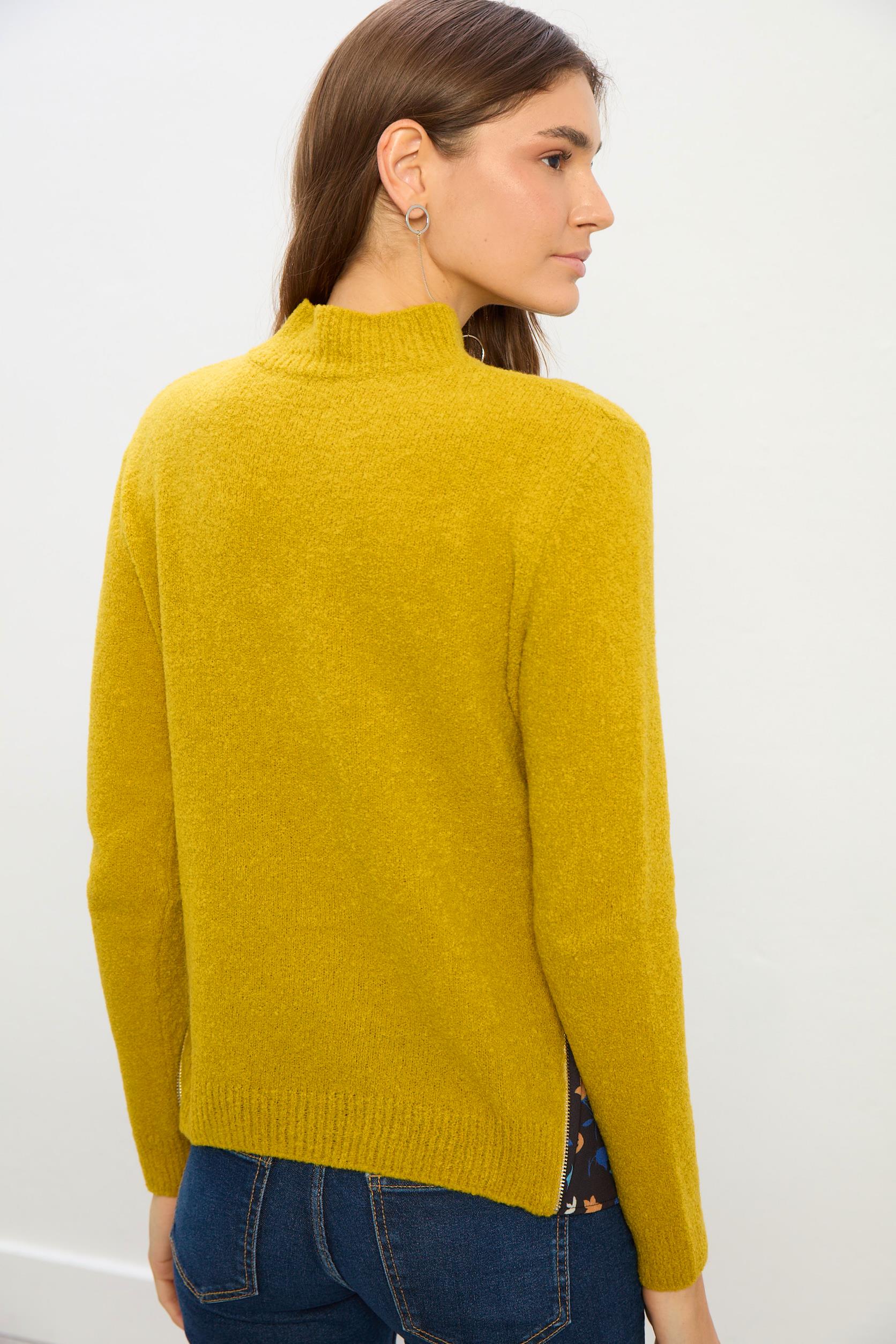 Clara Fermuar Detaylı Triko Kazak-Sarı