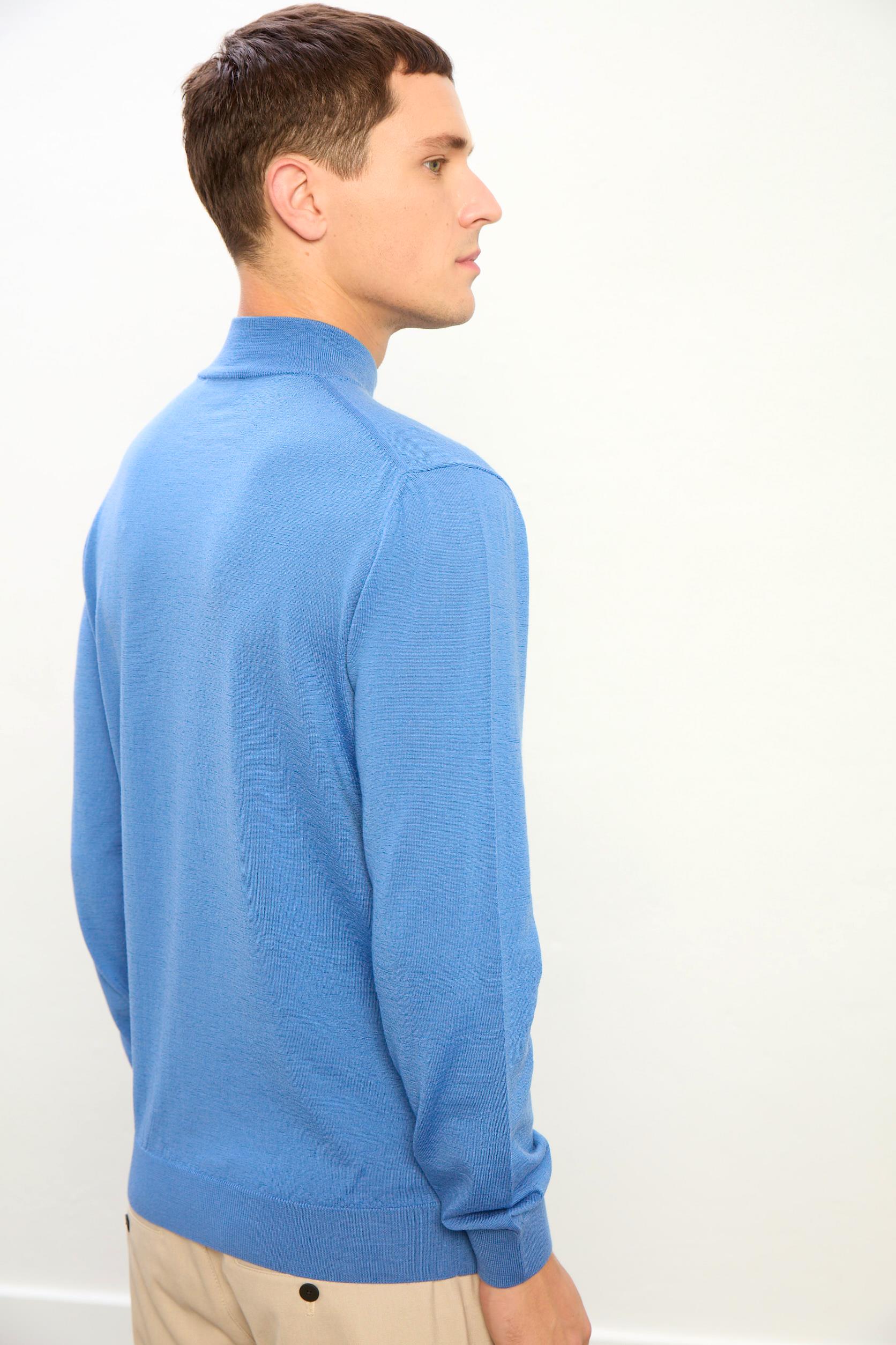 Elias Erkek Dik Yaka Triko Kazak-Mavi
