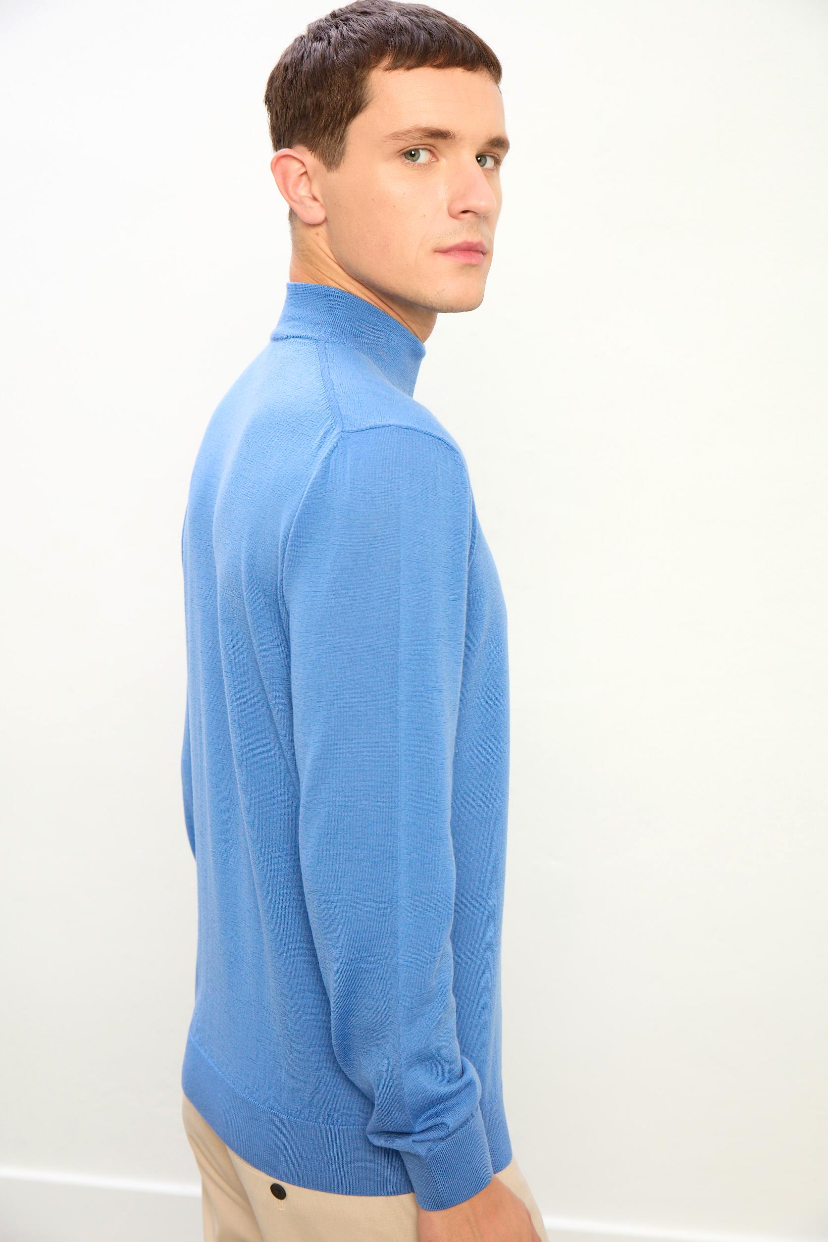 Elias Erkek Dik Yaka Triko Kazak-Mavi