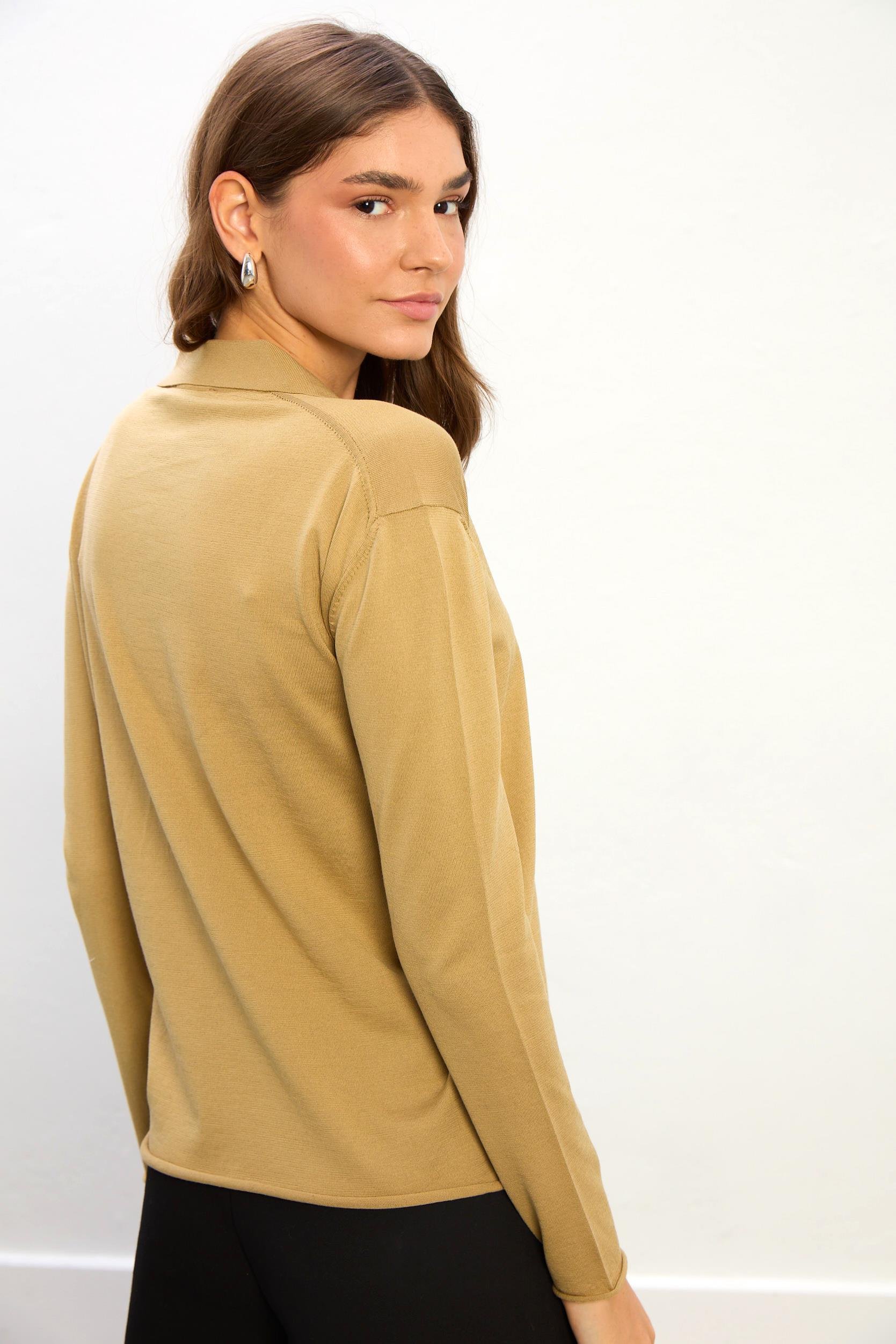 Jammy Modern Kesim Bluz-Vizon