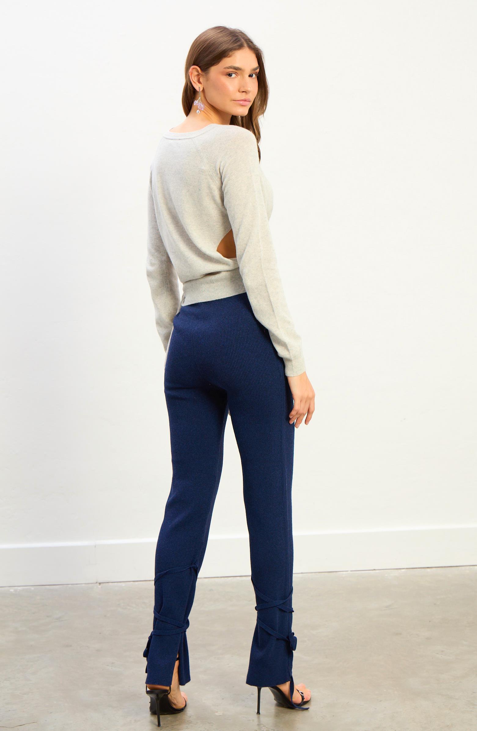 Lisa Bağcıklı Triko Pantalon-Indigo