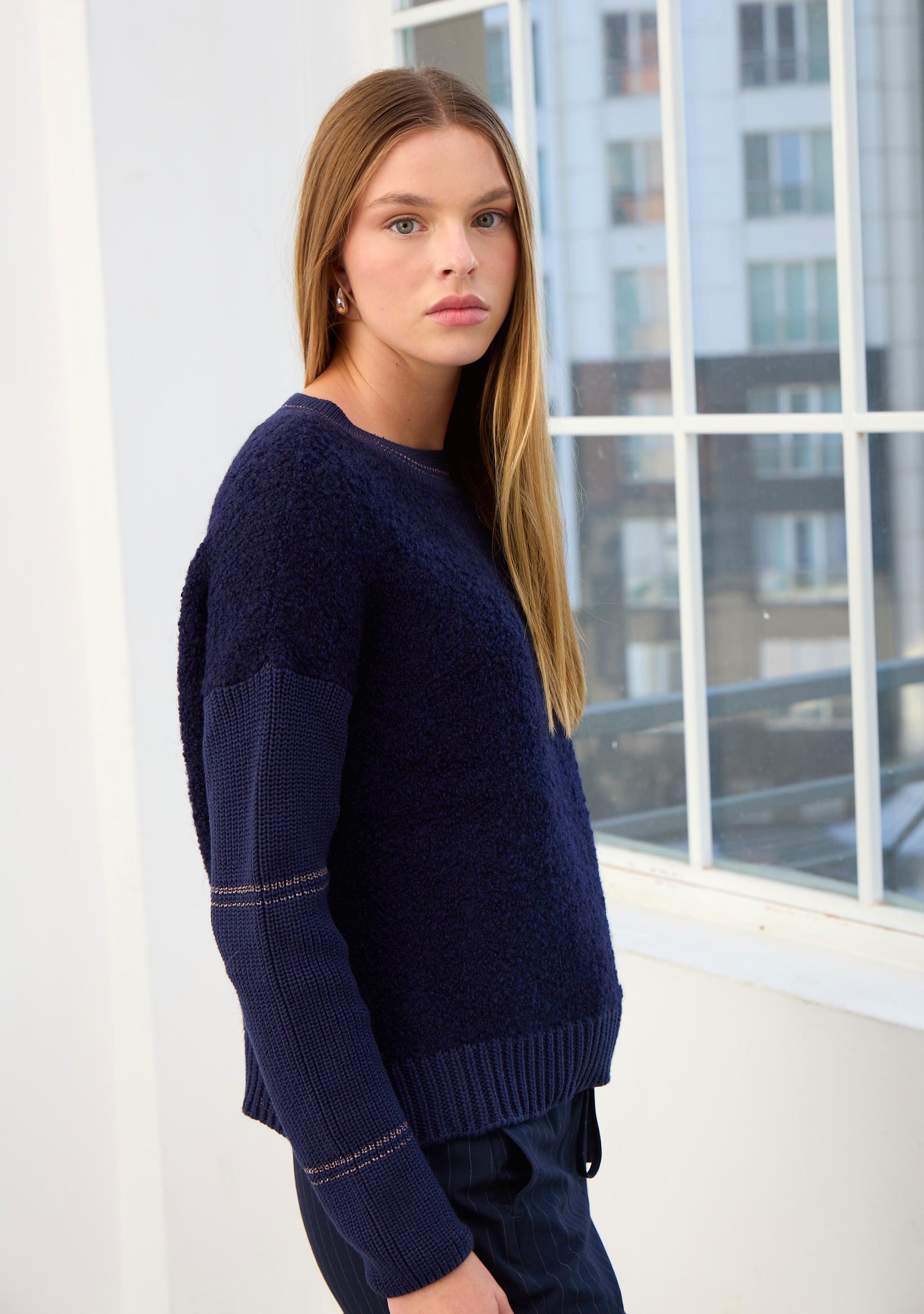 Maya Düz Kesim Triko Kazak-LACİVERT