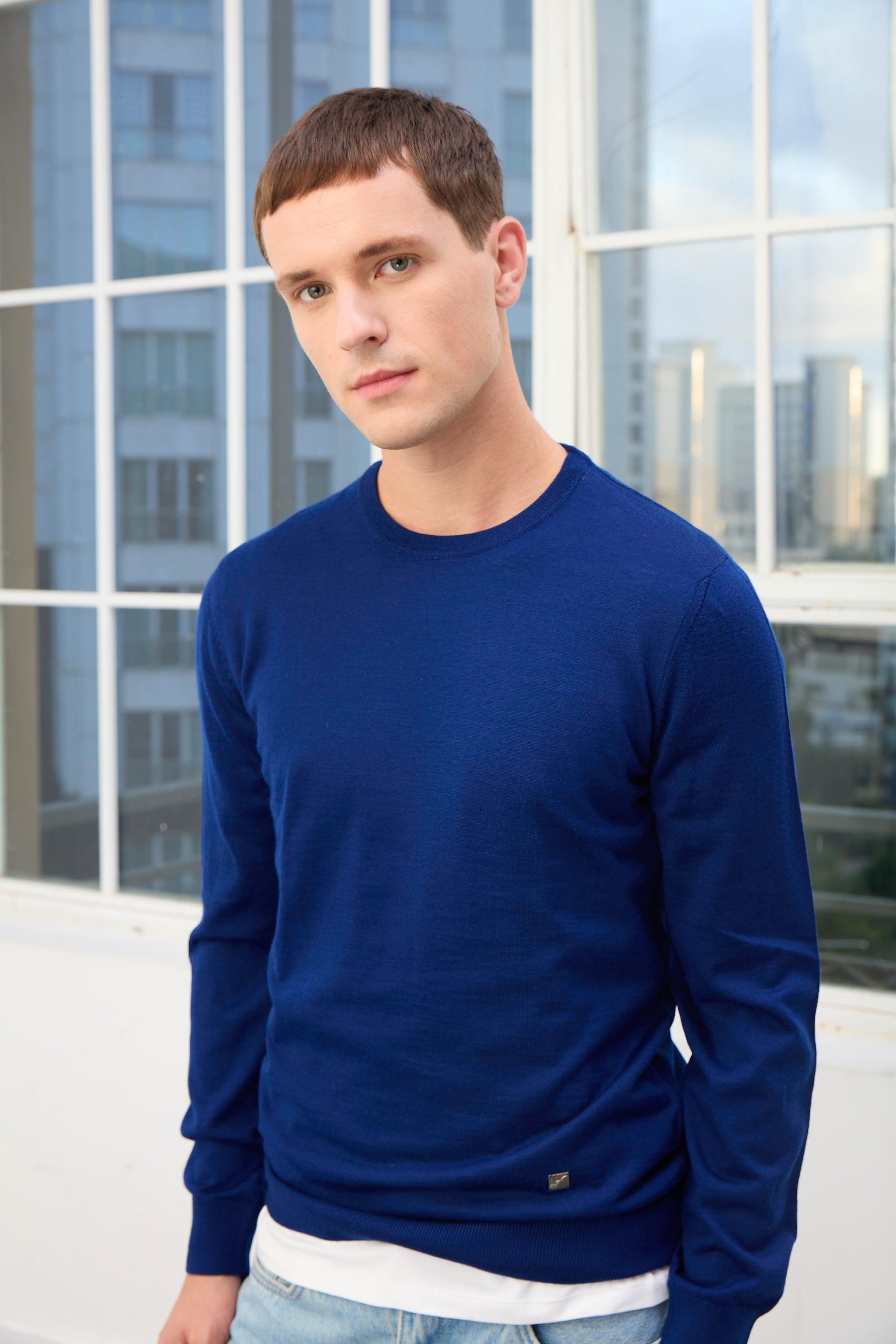 Miles Erkek Basic Yuvarlak Yaka Kazak-Lacivert