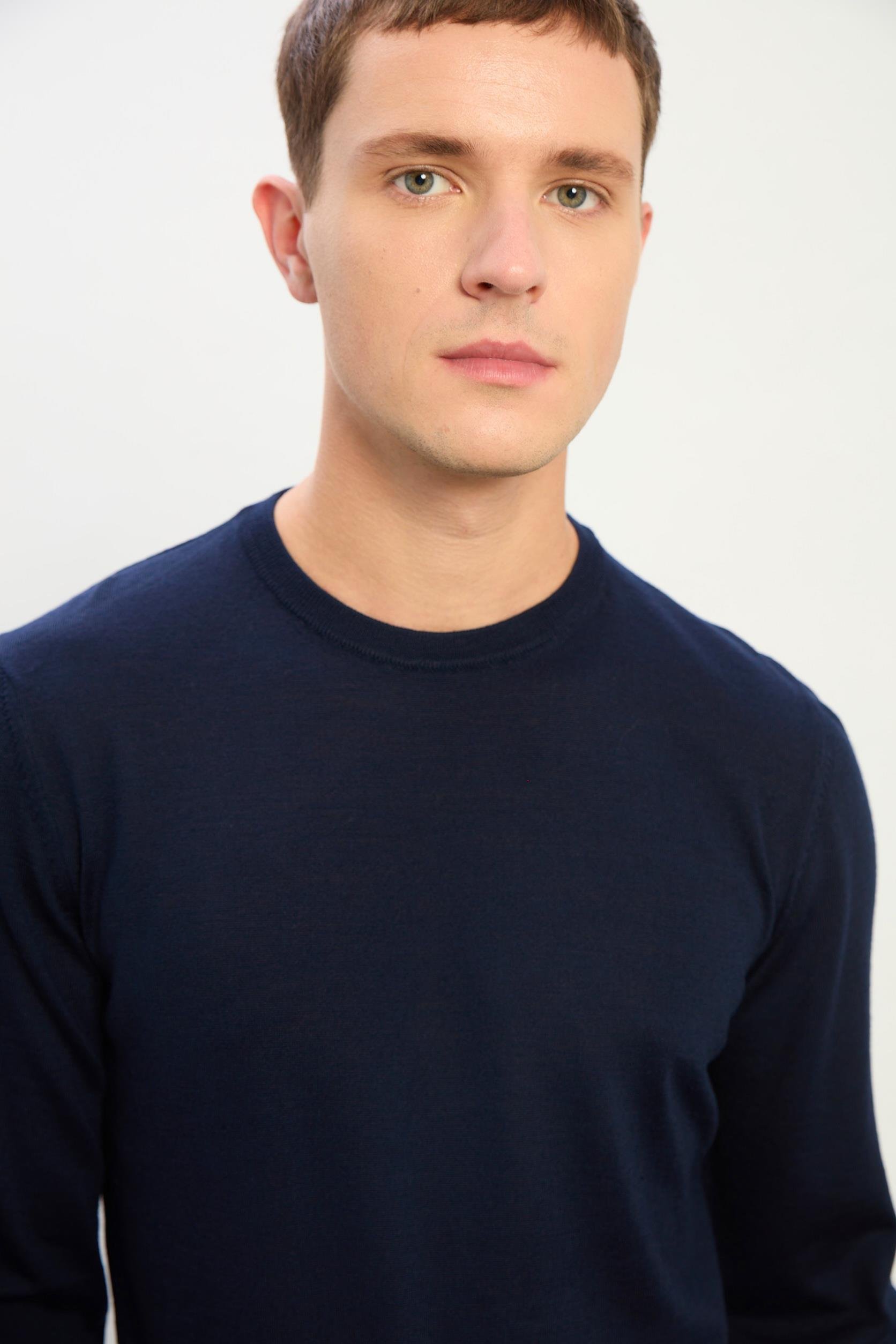 Miles Erkek Basic Yuvarlak Yaka Kazak-Indigo