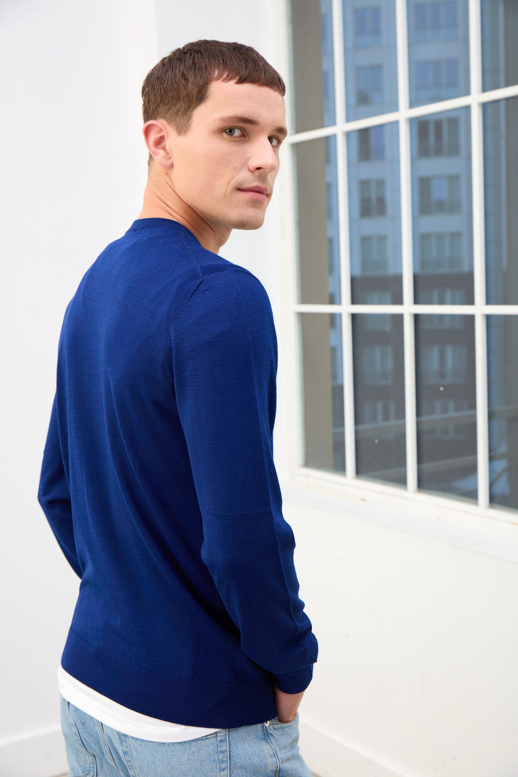 Miles Erkek Basic Yuvarlak Yaka Kazak-Lacivert