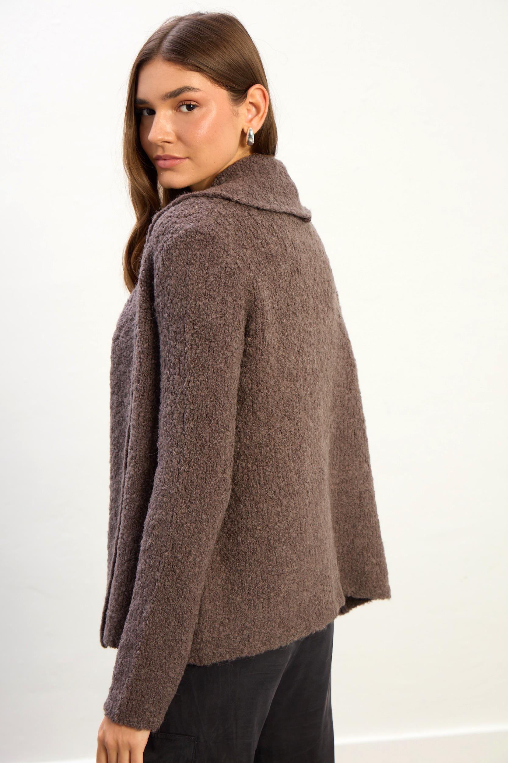 Nina Yumuşak Dokulu Triko Hırka-Kahve