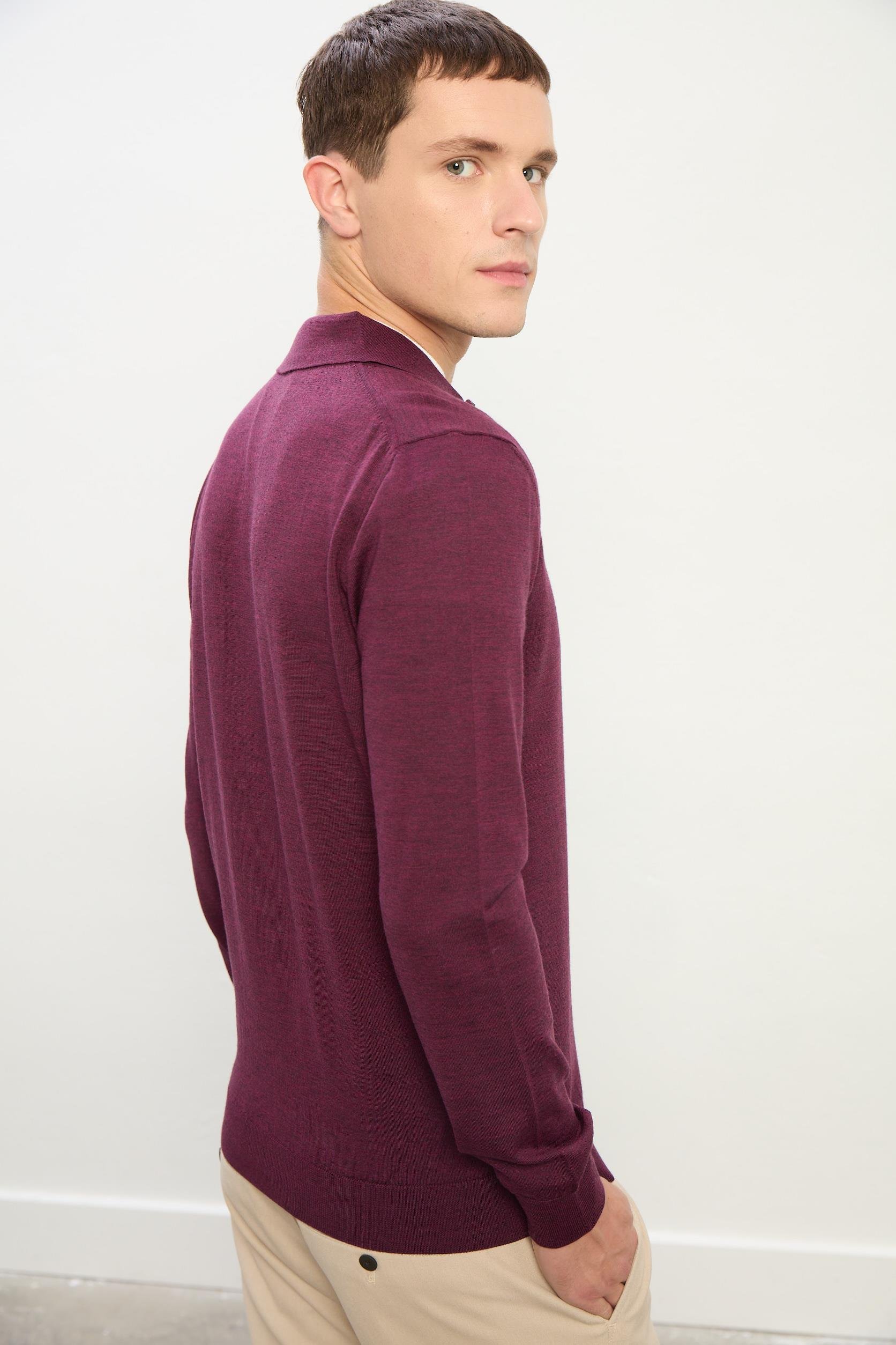 Owen Erkek Polo Yaka Triko Kazak-Bordo