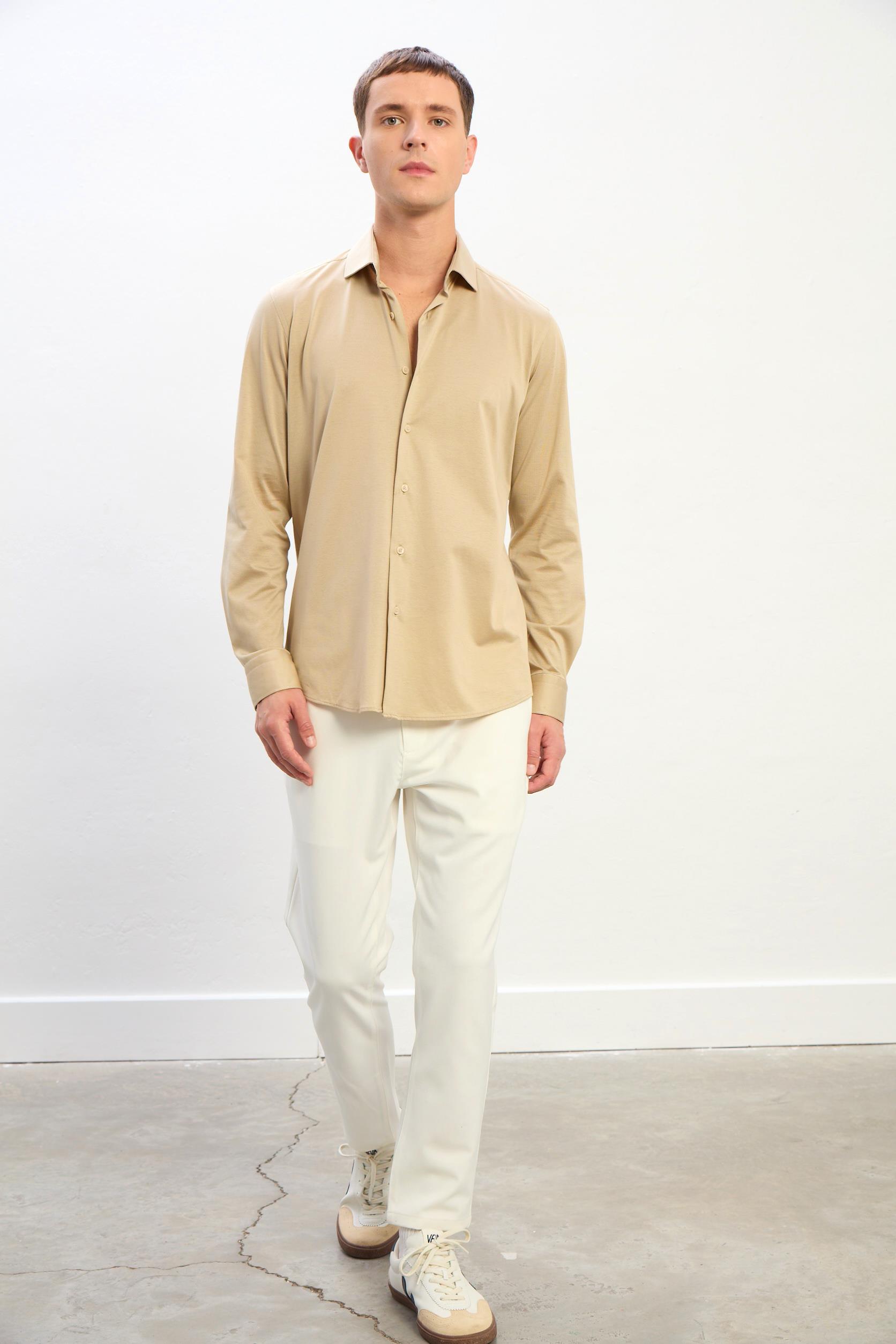 Tyler Uzun Kollu Erkek Gömlek Bej
