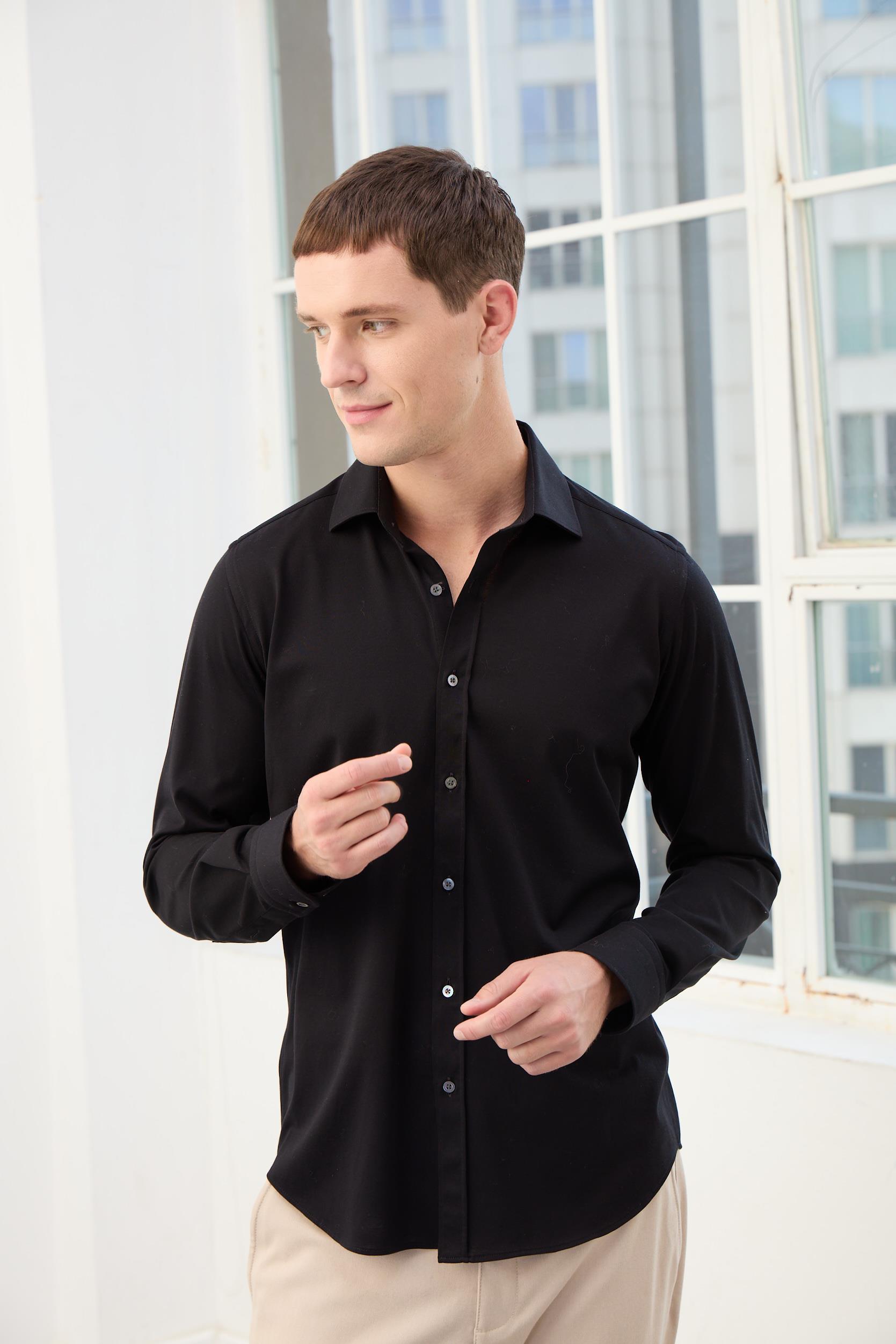 Tyler Uzun Kollu Erkek Gömlek-Siyah