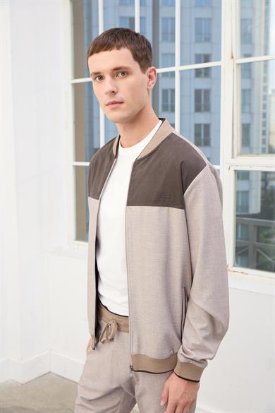 Adrian Erkek Fermuarlı Eşofman Takımı-Vizon