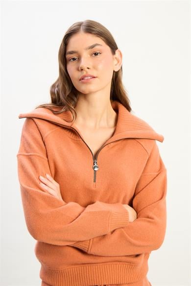 Aria Fermuarlı Yaka Eşofman Takımı-Turuncu