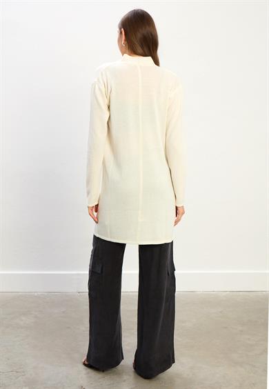 Ariana Uzun Kollu Cepli Hırka-EKRU