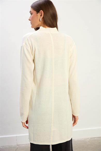 Ariana Uzun Kollu Cepli Hırka-EKRU