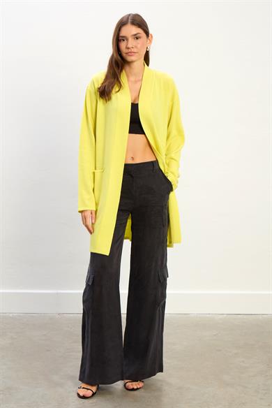 Ariana Uzun Kollu Cepli Hırka-Sarı