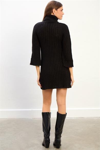 Astra Kadın Boğazlı Triko Elbise-Siyah