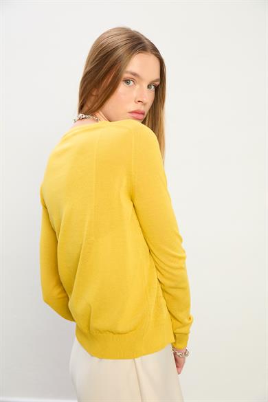 Charlotte Önü Desenli Hırka-Sarı