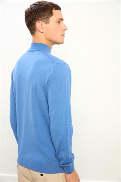 Elias Erkek Dik Yaka Triko Kazak-Mavi
