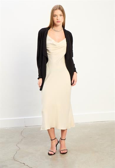 Ella Dökümlü Triko Hırka-Siyah