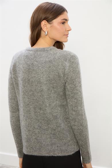 Emma Demir Çengelli Uzun Kollu Hırka-Gri