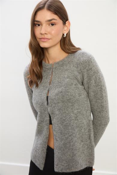 Emma Demir Çengelli Uzun Kollu Hırka-Gri